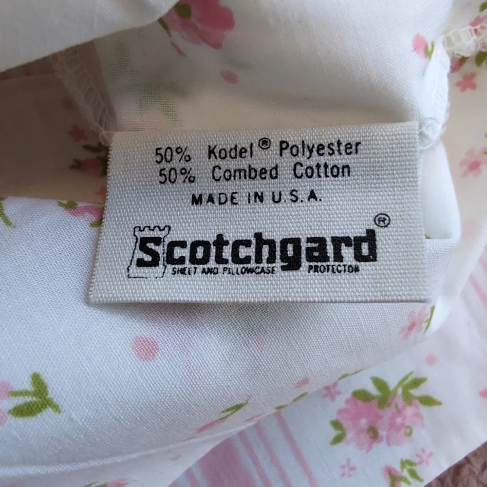 Springmaid Wondercale Pillowcase Set King Pink Floral Striped Lace Trim Vintage